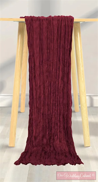 Cheesecloth Table Runner, Burgundy (120"x20")