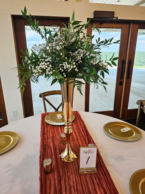 Gold Metal Floral Trumpet Vase **22.2" tall, 5.1" diameter** (FLORAL TOPPER IN ADD ON CATEGORY)