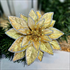 Poinsettia Picks Gold Glitter