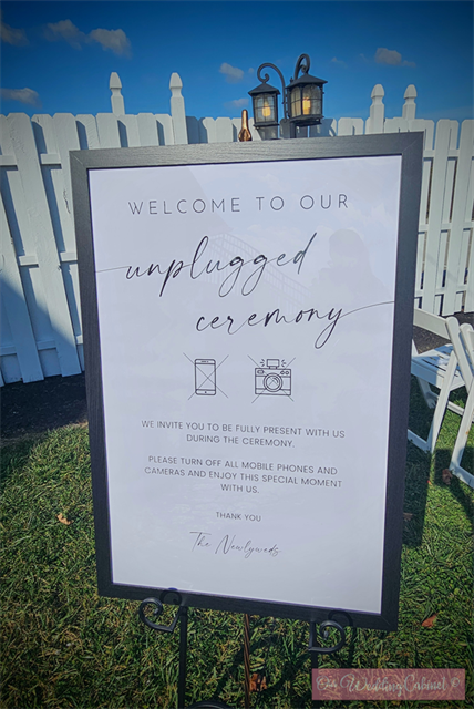 24X36" "Unplugged Ceremony" Sign, White with Black Lettering 