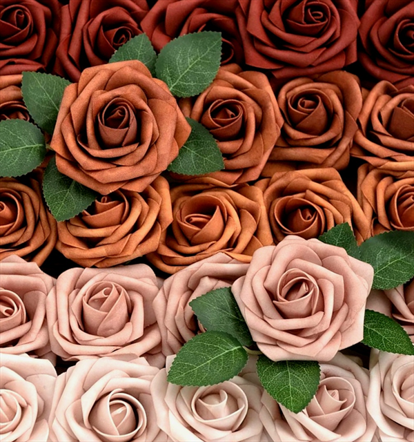 3" Terracotta Ombre Shade Foam Roses  (YOU WILL GET EQUAL AMOUNT OF EACH COLOR UP TO 50 TOTAL)