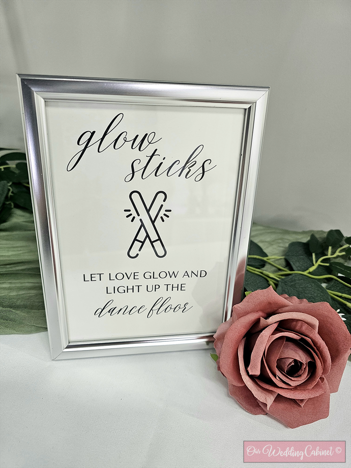 5"x7" Silver Frame "Glowsticks" Sign