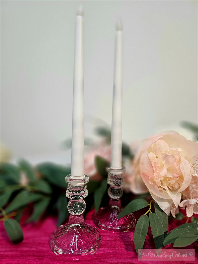 4" Tapered Glass CandleStick Holder (MUST BE BATTERY OPERATED OPERATED)