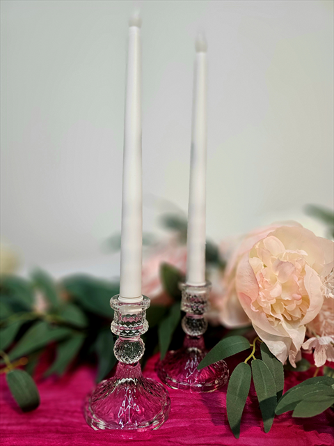 4" Tapered Glass CandleStick Holder (MUST BE BATTERY OPERATED OPERATED)