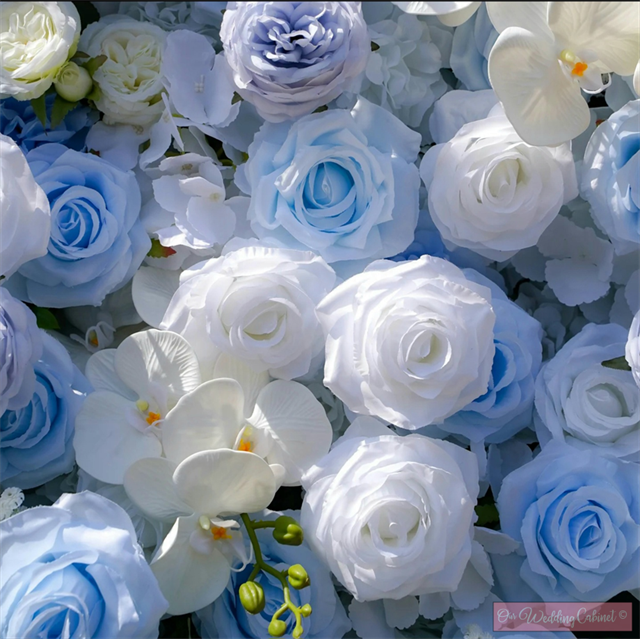 8'x8' Floral Wall, Blue Ombre **PLEASE EMAIL NICOLE.BAKER@OURWEDDINGCABINET.COM FOR RENTAL PRICE AND AVAILABILITY**