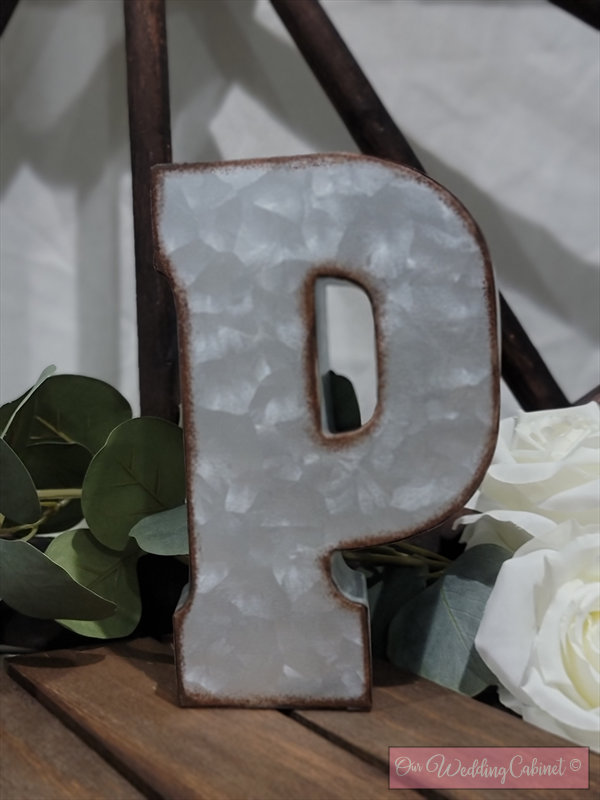 7" Galvanized Metal Letter P
