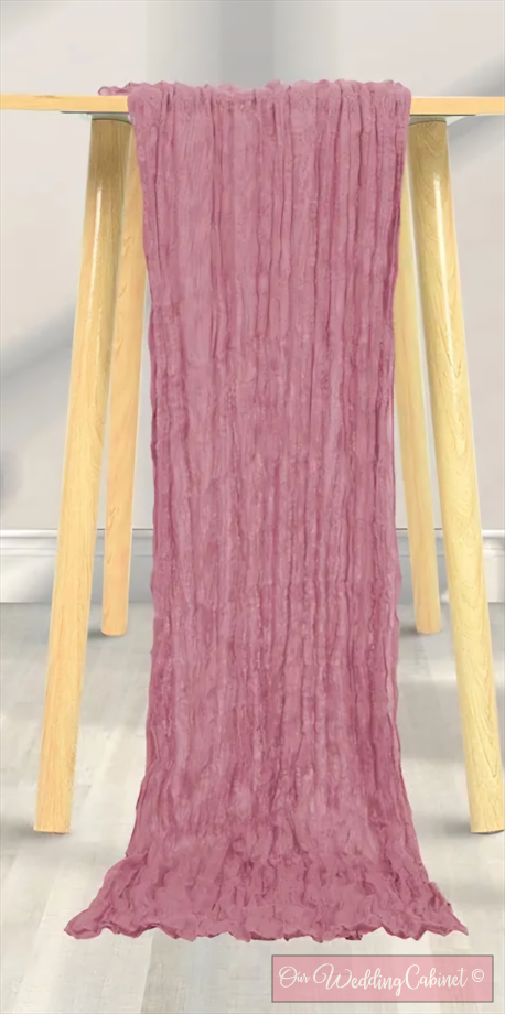 Cheesecloth Table Runner, Dusty Rose (120"x20")