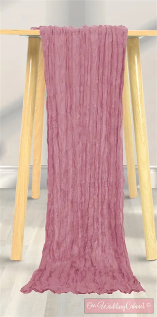 Cheesecloth Table Runner, Dusty Rose (Dark Version) (120"x20")