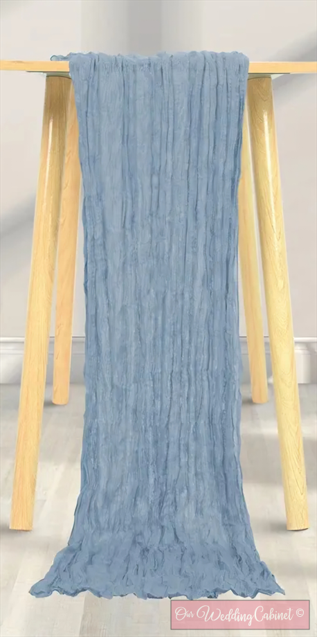 Cheesecloth Table Runner, Dusty Blue (120"x20")
