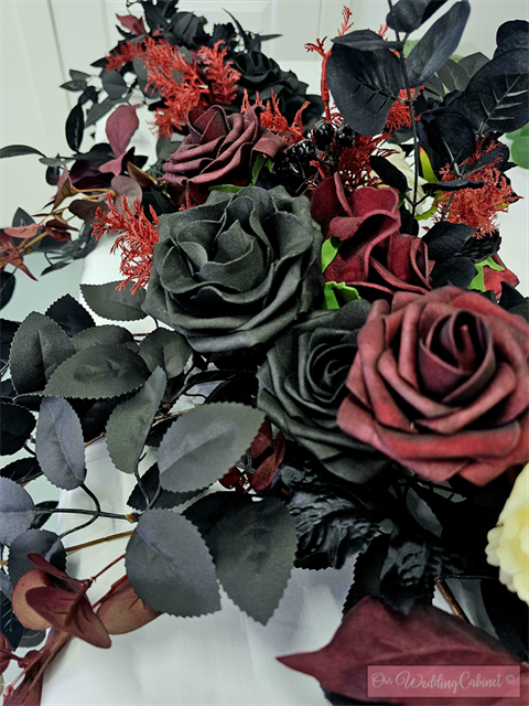6' Black and Burgundy Garland (Best for Arches or Entryway Tables)