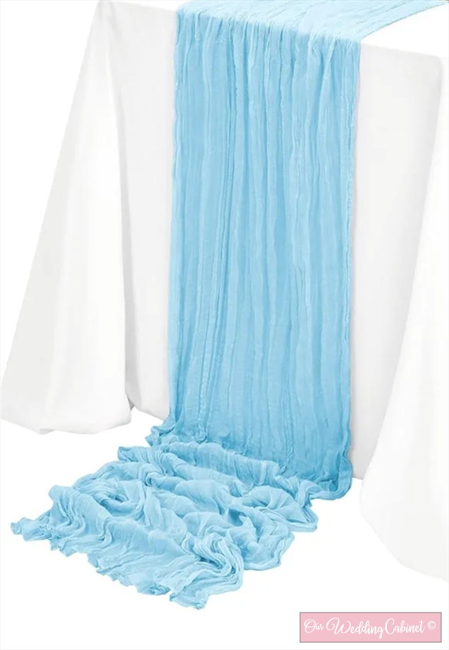 Cheesecloth Table Runner, Sky Blue (120"x20")