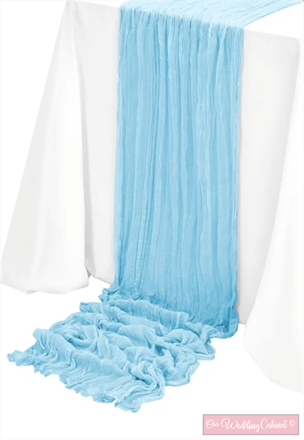 Cheesecloth Table Runner, Sky Blue (120"x20")