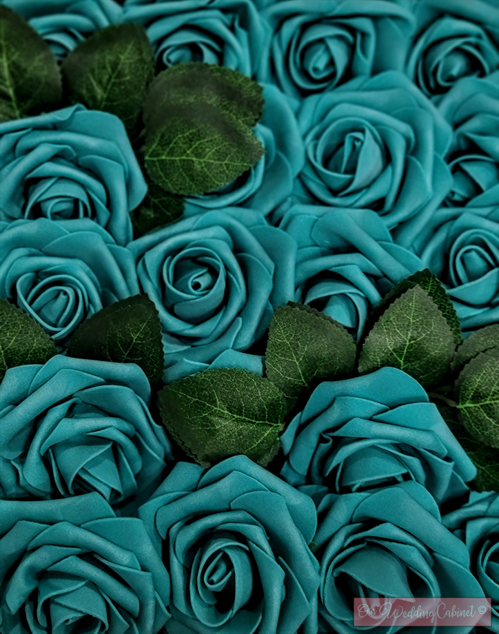 3" Foam Teal Roses
