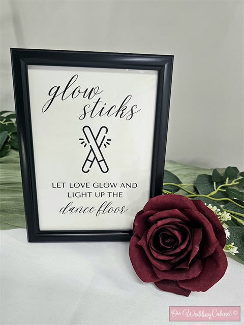 5"x7" Black Frame "Glowsticks" Sign