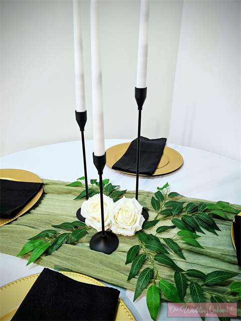 9" Black Metal Pole CandleStick Holder (MUST BE BATTERY OPERATED)