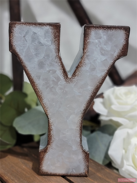 7" Galvanized Metal Letter Y